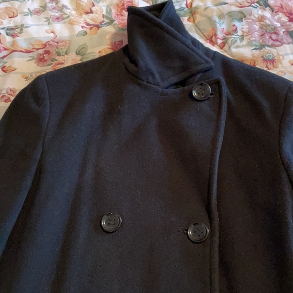 Calvin Klein Double Breasted Wool Black Peacoat - Picture 4 of 5